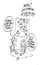 illustration humoristique de parents qui planifient leurs visites d'enfants placés un peu partout en Belgique